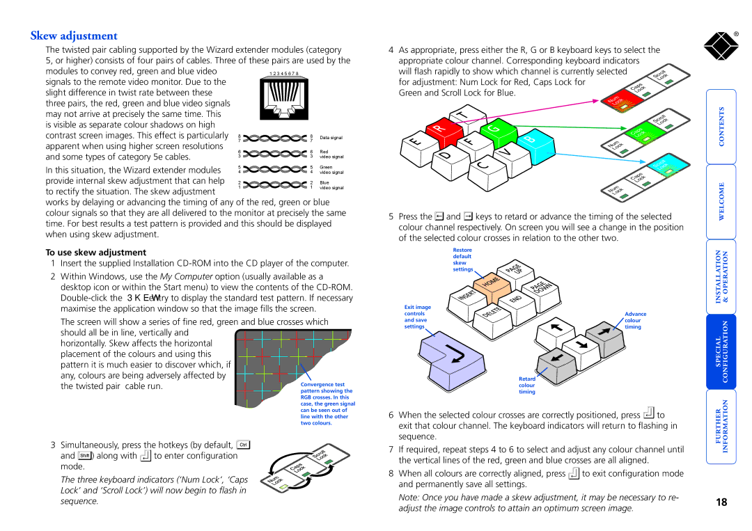 Black Box ACU5114A, ACU5116A, Black Box ServSwitch Wizard Extenders manual Skew adjustment, To use skew adjustment 