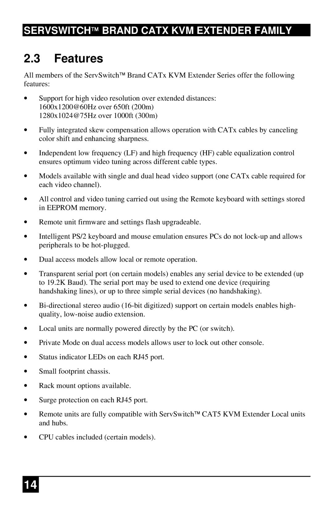 Black Box ACU2022A, ACURA001A, ACU2222A, ACUR001A, ACURA002A, ACU2201A, ACU2028A, ACU2001A, ACUR002A, ACU2009A manual Features 