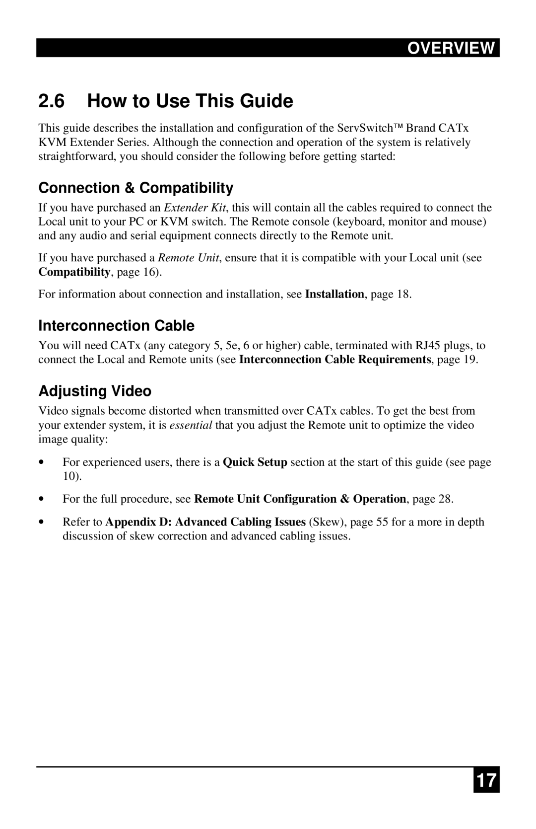 Black Box ACUR002A, ACURA001A How to Use This Guide, Connection & Compatibility, Interconnection Cable, Adjusting Video 