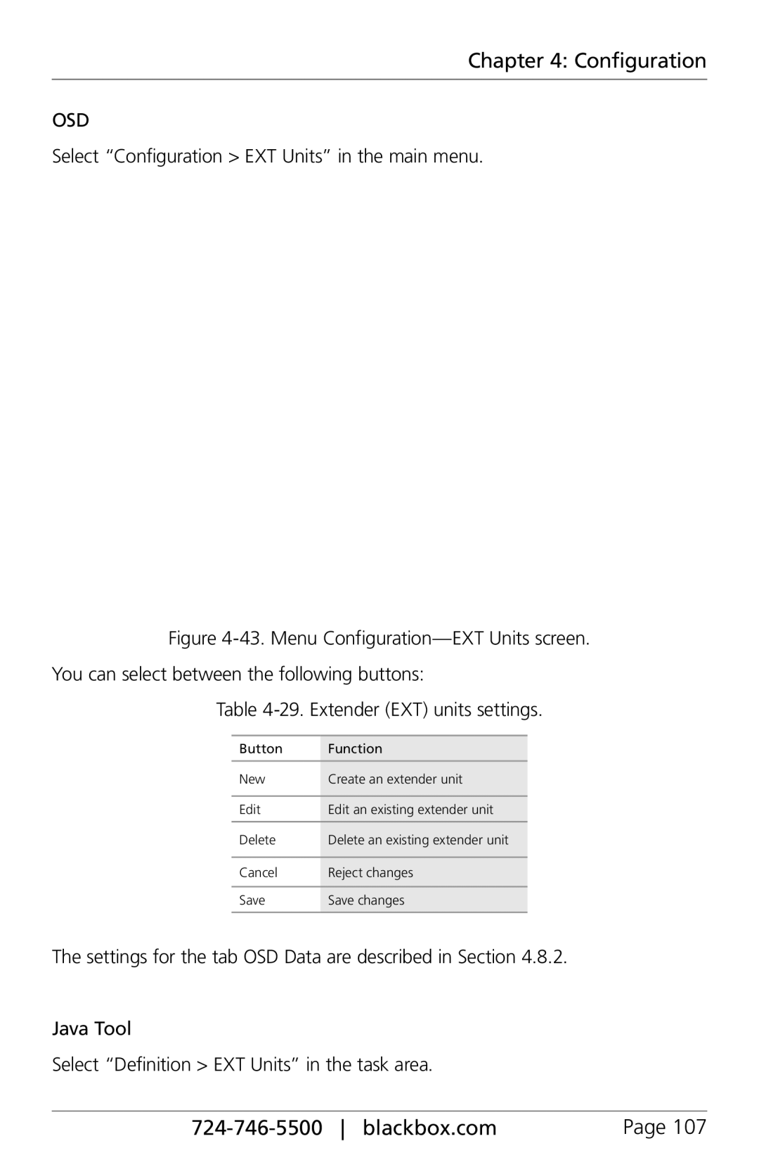 Black Box ServSwitch DKM FX and DKM FX Compact, ACXC48, ACXC16, ACXC32 manual Select Configuration EXT Units in the main menu 