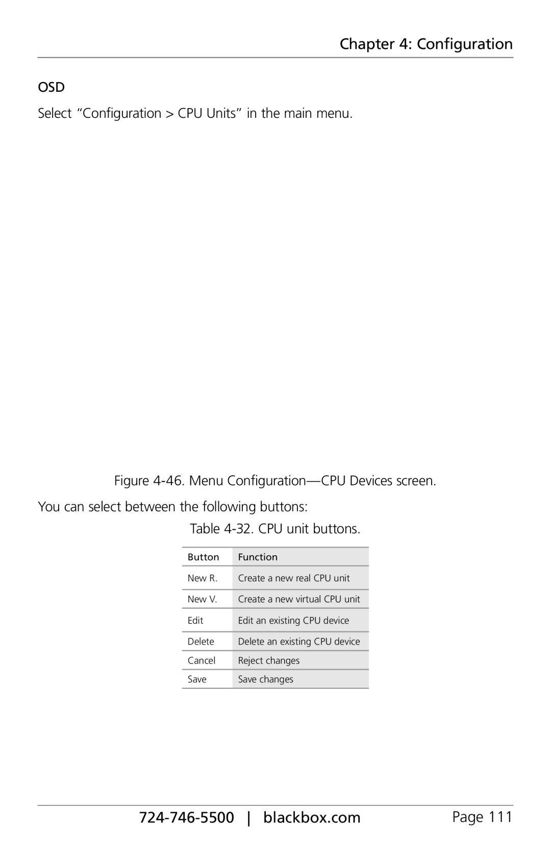 Black Box ServSwitch DKM FX and DKM FX Compact, ACXC48, ACXC16, ACXC32 manual Select Configuration CPU Units in the main menu 