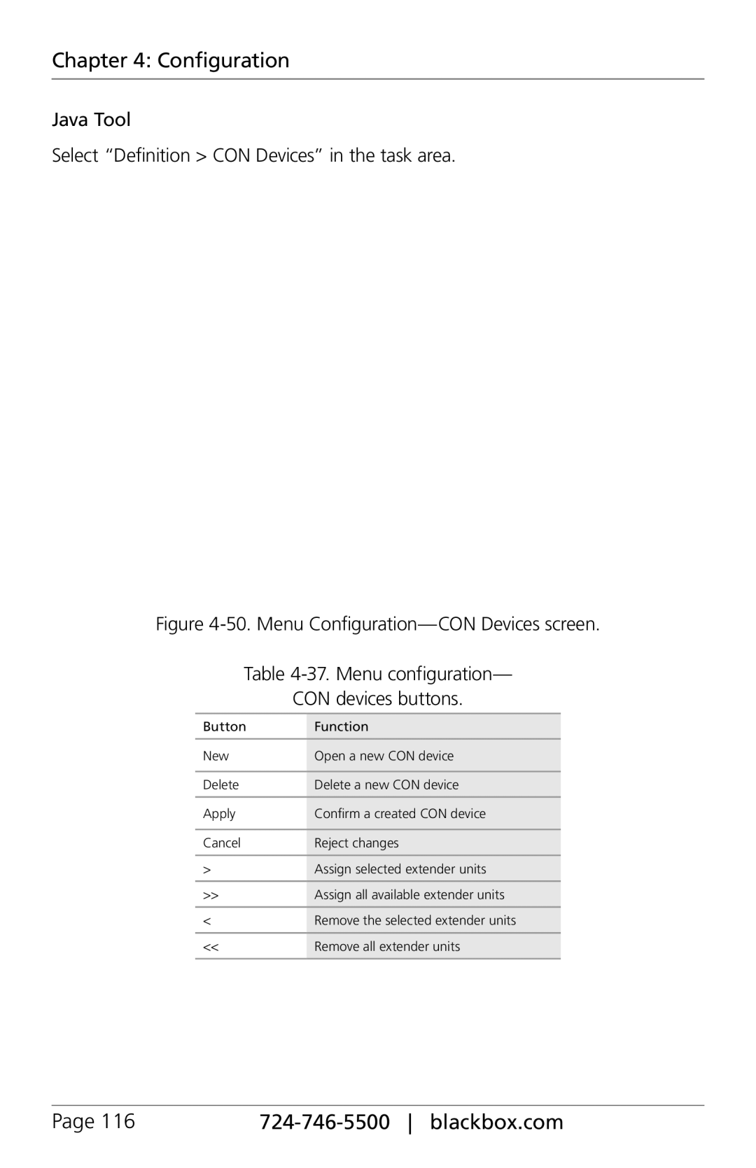 Black Box ACXC48, ACXC16, ACXC32 manual Java Tool Select Definition CON Devices in the task area 