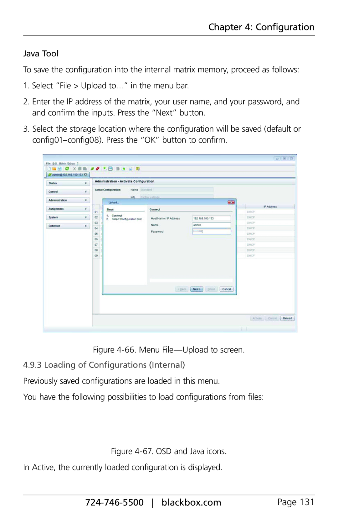 Black Box ServSwitch DKM FX and DKM FX Compact, ACXC48 manual Menu File-Upload to screen, Loading of Configurations Internal 