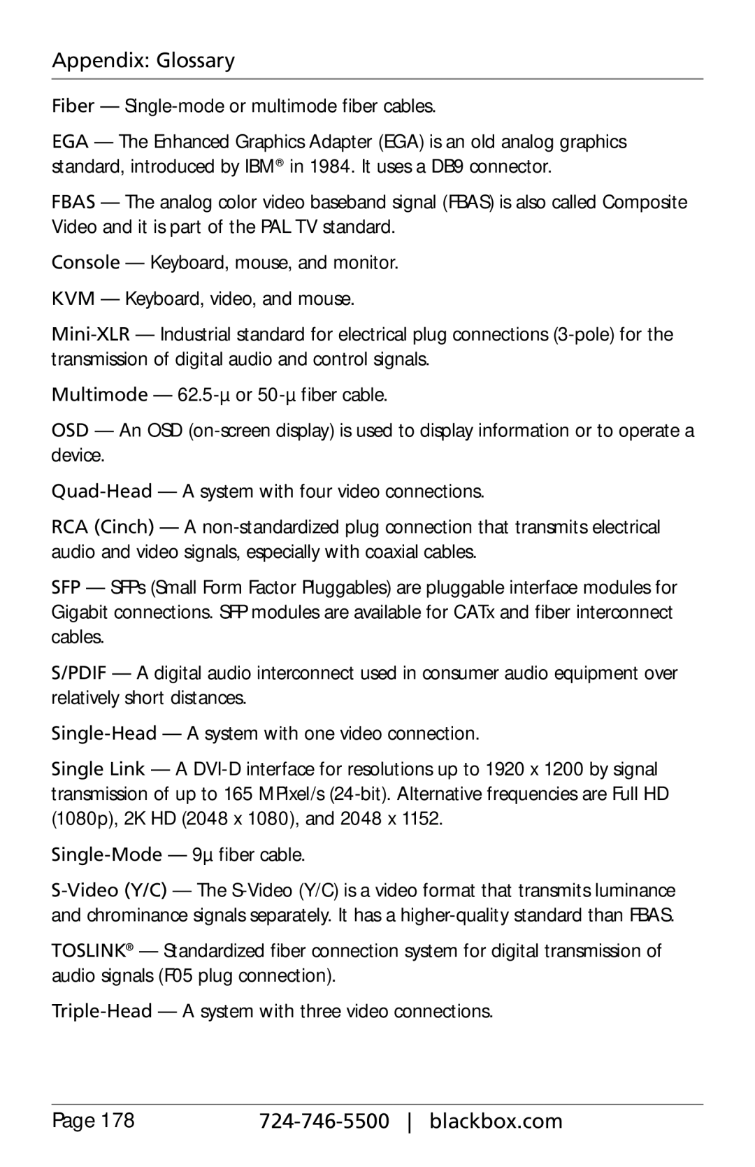 Black Box ACXC32, ACXC48, ACXC16, ServSwitch DKM FX and DKM FX Compact manual Fiber Single-mode or multimode fiber cables 