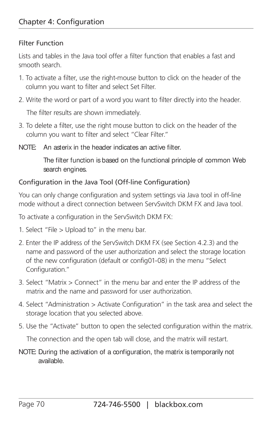 Black Box ACXC32, ACXC48, ACXC16, ServSwitch DKM FX and DKM FX Compact Configuration in the Java Tool Off-line Configuration 