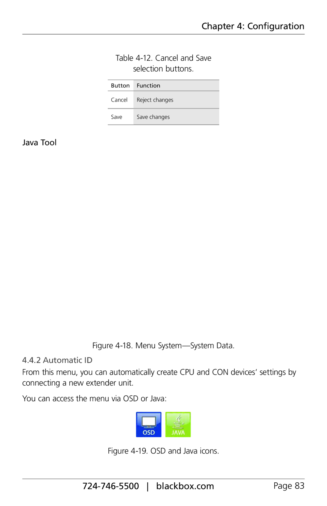 Black Box ServSwitch DKM FX and DKM FX Compact, ACXC48, ACXC16, ACXC32 manual Cancel and Save Selection buttons, Automatic ID 