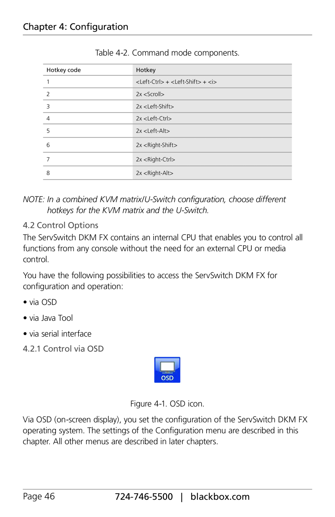 Black Box ACXIO8-SM, ACXIO8-C, ACXSFPC, ACXSFPS, ACXIO8-SPF Control Options, Configuration, Page, 724-746-5500| blackbox.com 