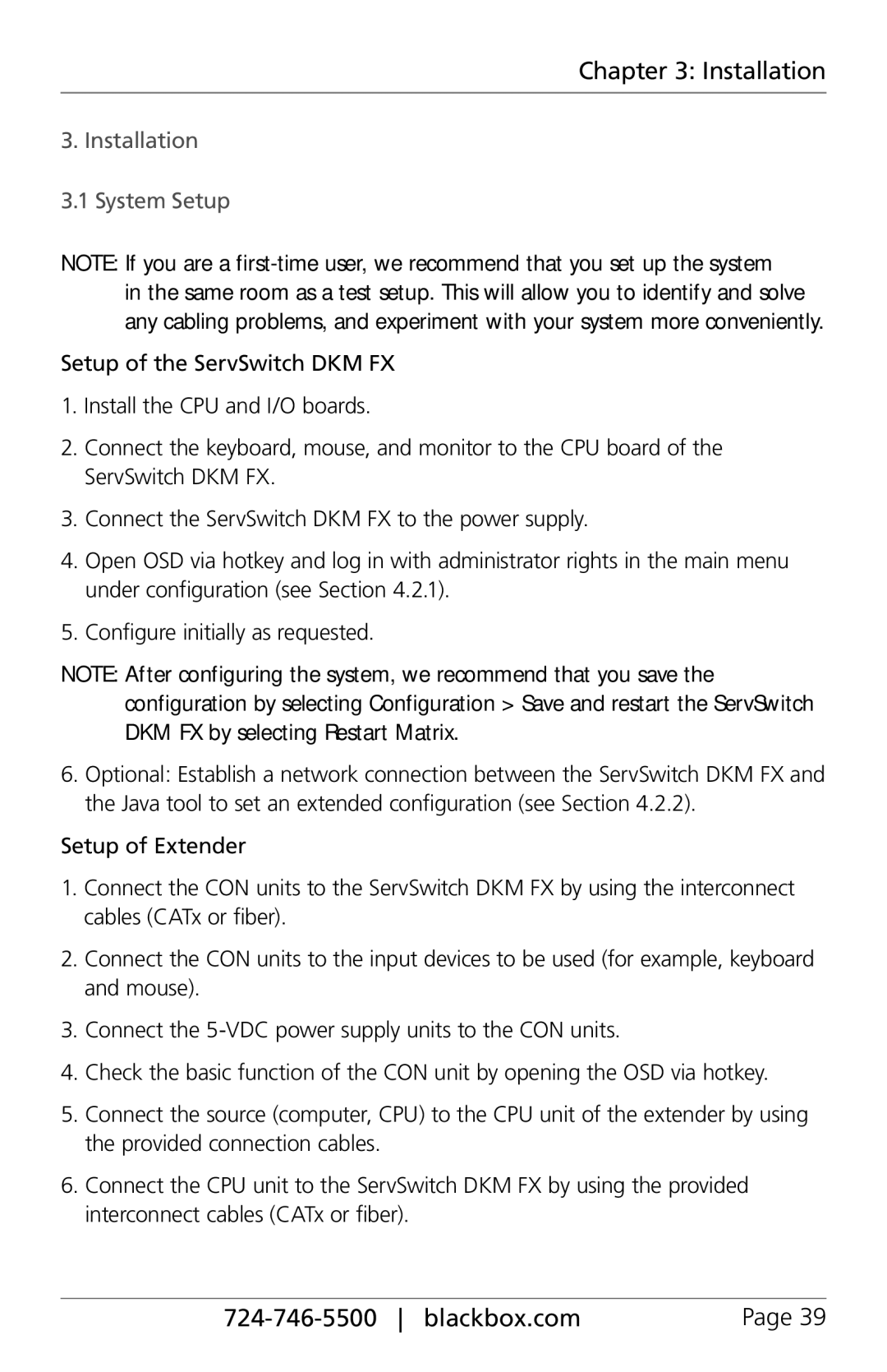 Black Box ACX160-PS, ACXIO8-C, ACXSFPC, ACXSFPS, ACXIO8-SPF, ACXIO8-SM, ACX288-PS, ACX288-CTL manual Installation System Setup 