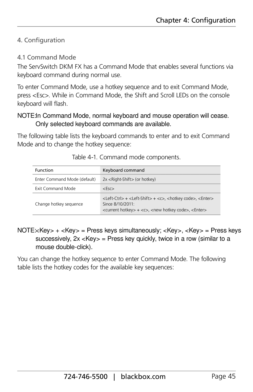 Black Box ACXIO8-SPF, ACXIO8-C, ACXSFPC, ACXSFPS, ACXIO8-SM, ACX288-PS, ServSwitch DKM-FX, ACX048 Configuration Command Mode 