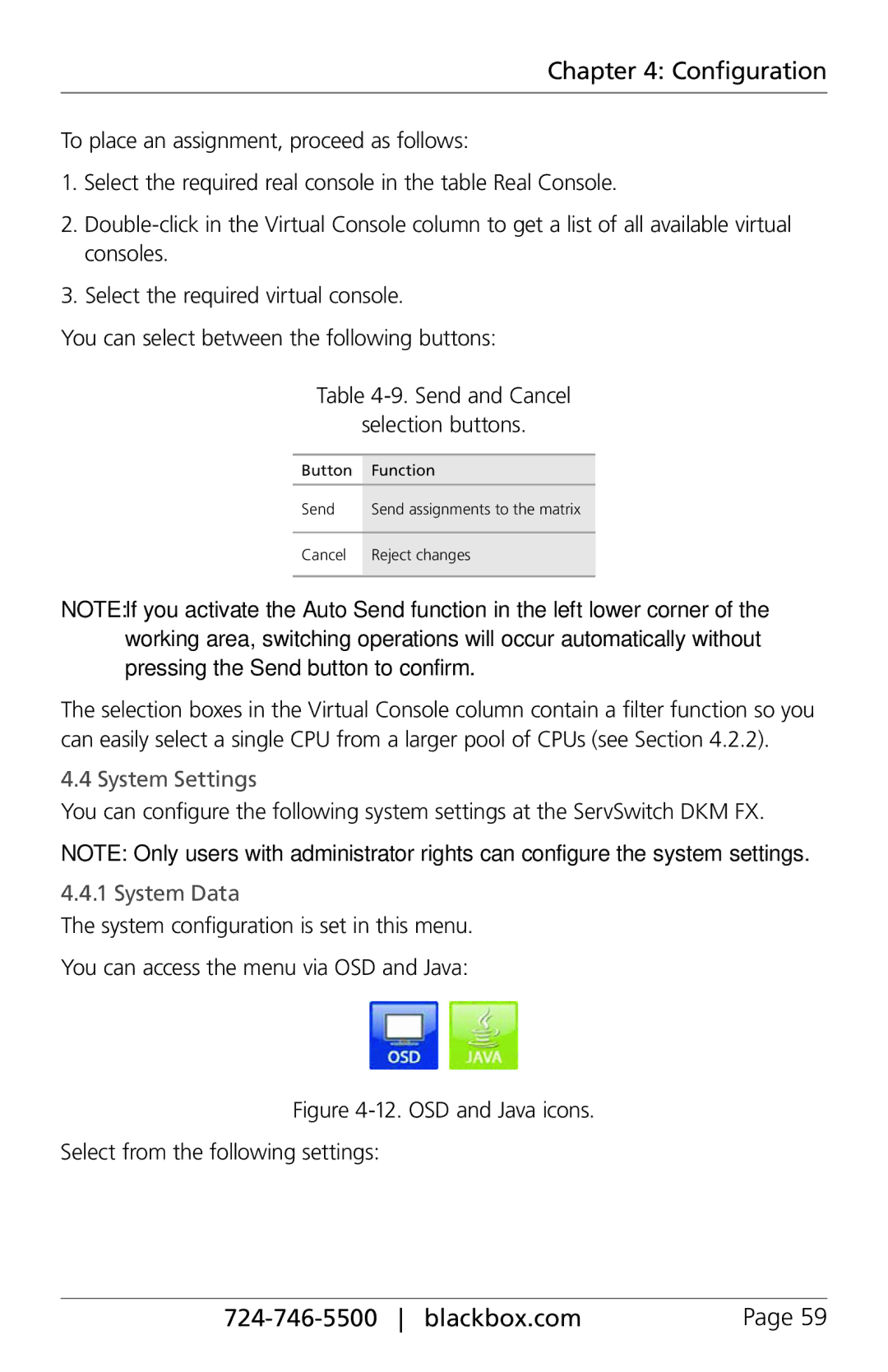 Black Box ACXIO8-SPF, ACXIO8-C, ACXSFPC, ACXSFPS, ACXIO8-SM, ACX288-PS, ServSwitch DKM-FX, ACX048 System Settings, System Data 