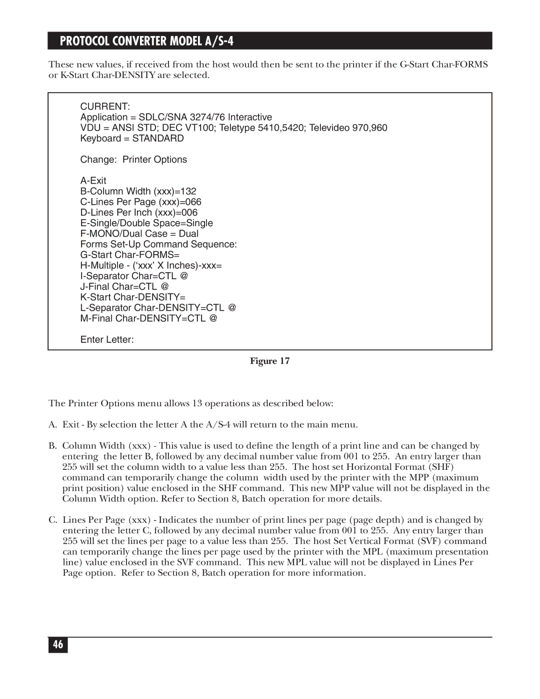 Black Box A/S-4 manual Current 