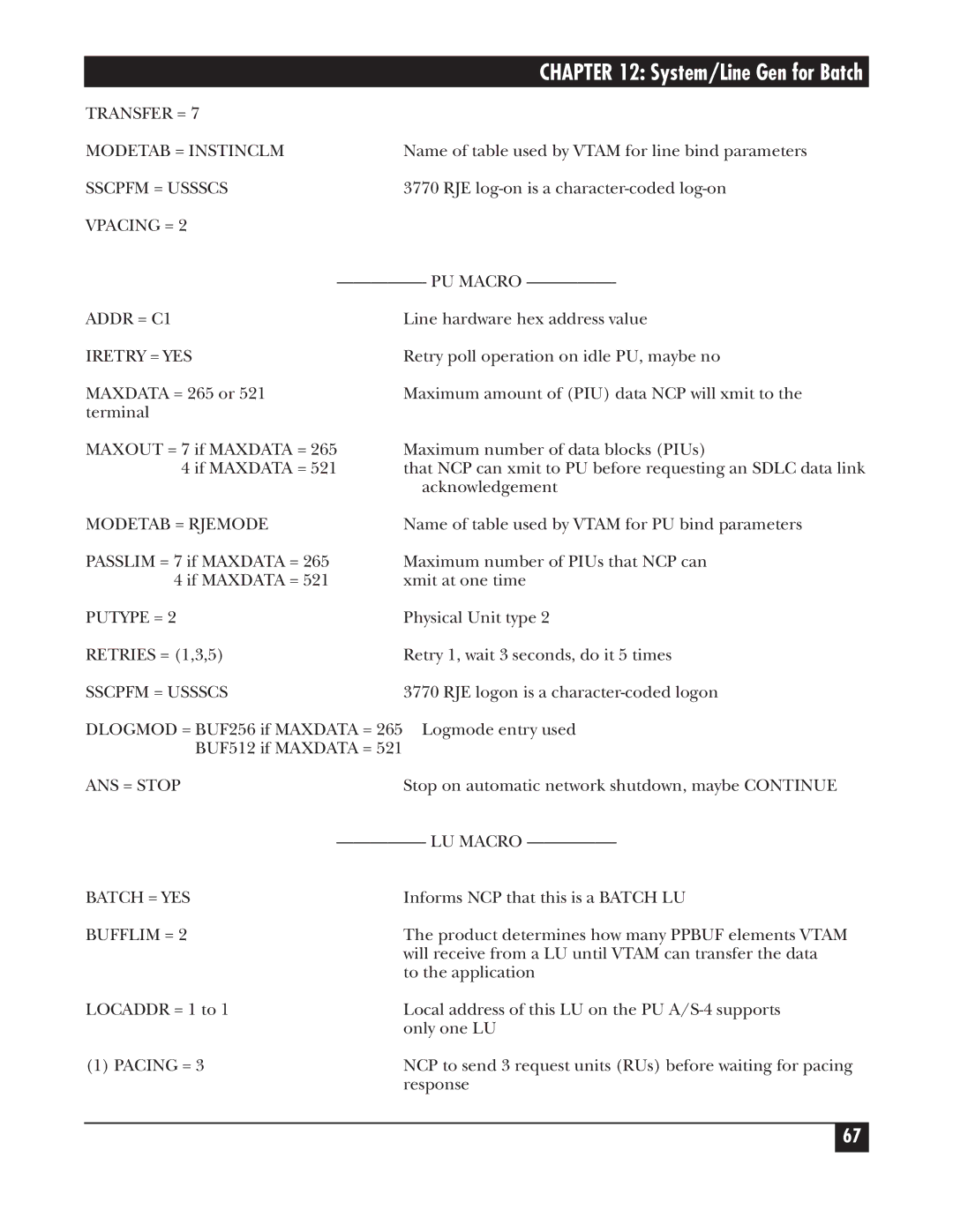 Black Box A/S-4 Transfer = Modetab = Instinclm, Sscpfm = Ussscs, Vpacing =, Addr = C1, Iretry = YES, Modetab = Rjemode 