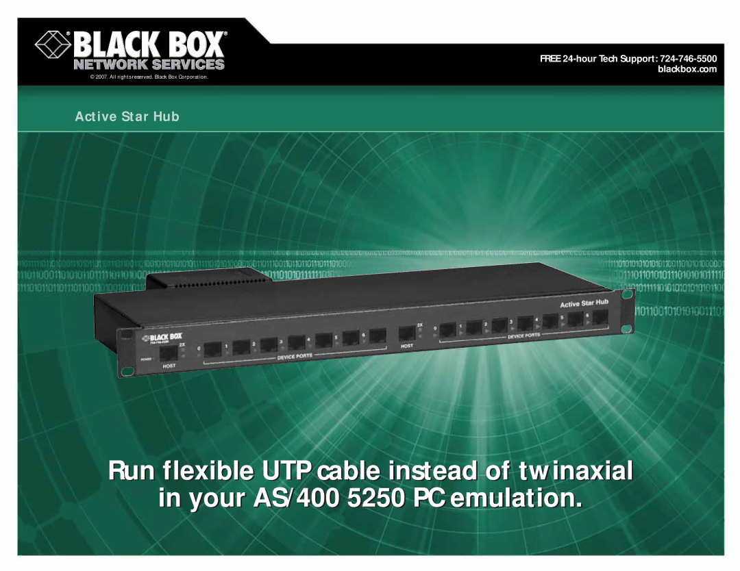 Black Box AS/400 5250 manual Active Star Hub 