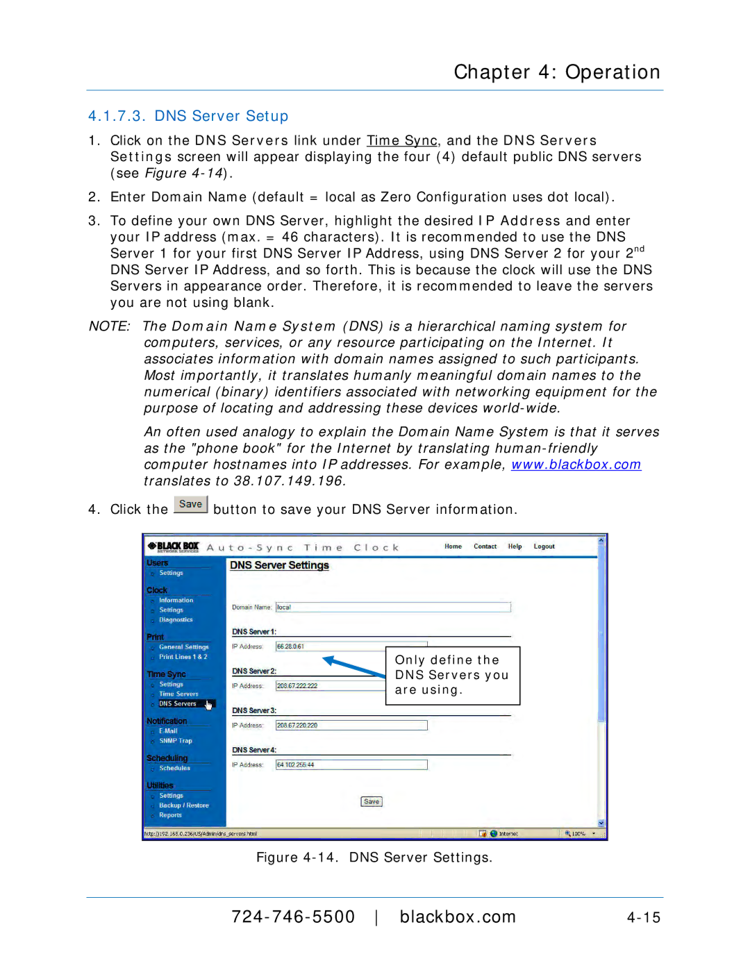 Black Box ASTCPOEK, ASTCRCR, ASTCBK, ASTCRCB, ASTCRCG, ASTCKEY, ASTC3000POE manual DNS Server Setup, DNS Server Settings 