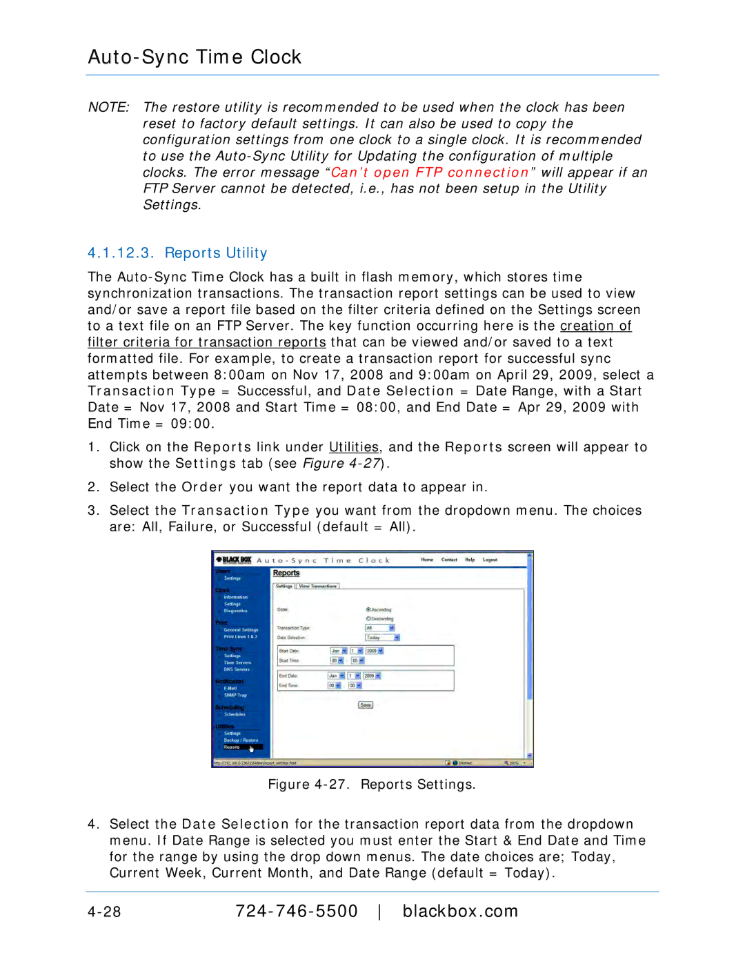 Black Box ASTC3000POE, ASTCRCR, ASTCPOEK, ASTCBK, ASTCRCB, ASTCRCG, ASTCKEY manual Reports Utility 