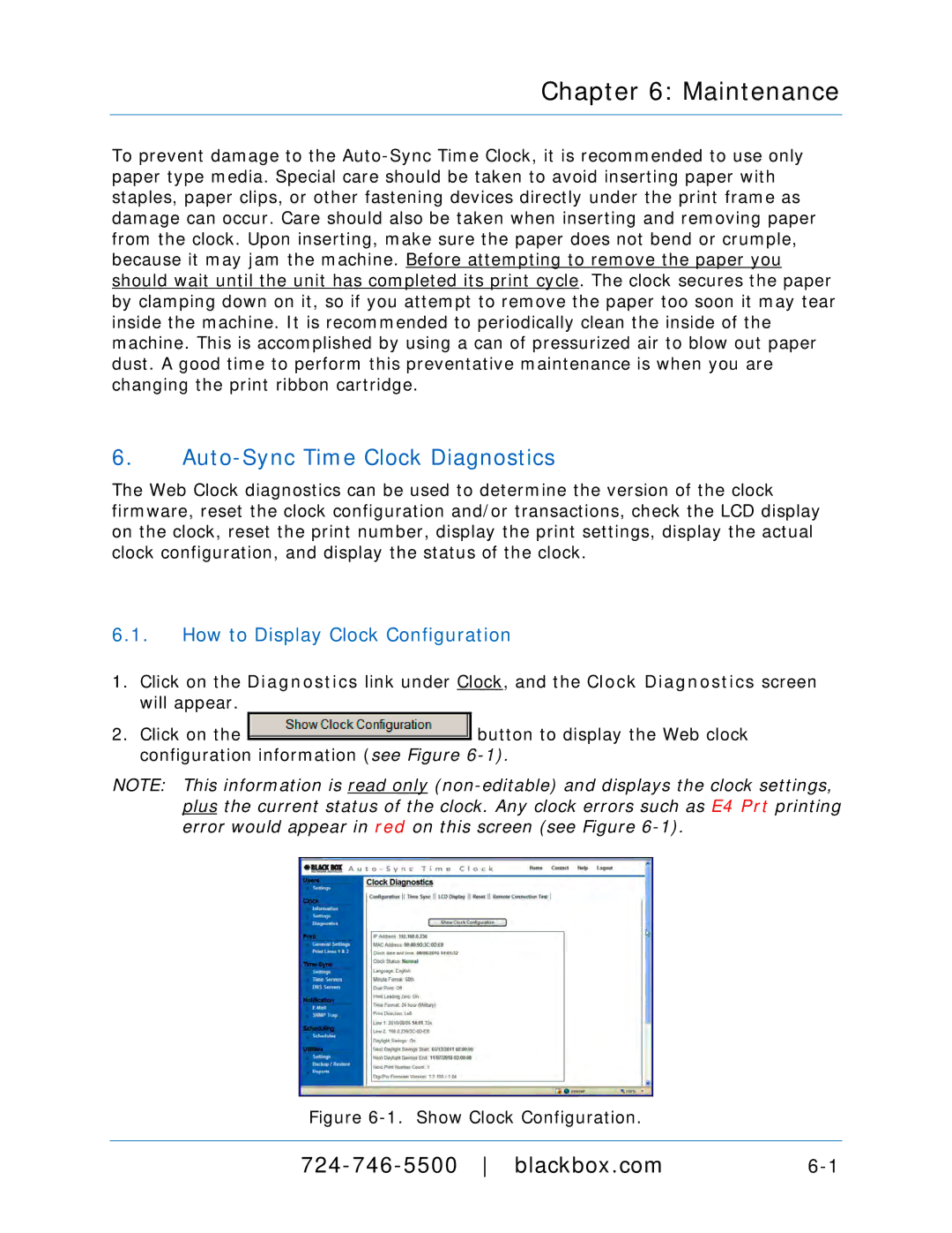 Black Box ASTCRCB, ASTCRCR, ASTCPOEK, ASTCBK, ASTCRCG, ASTCKEY, ASTC3000POE Maintenance, How to Display Clock Configuration 