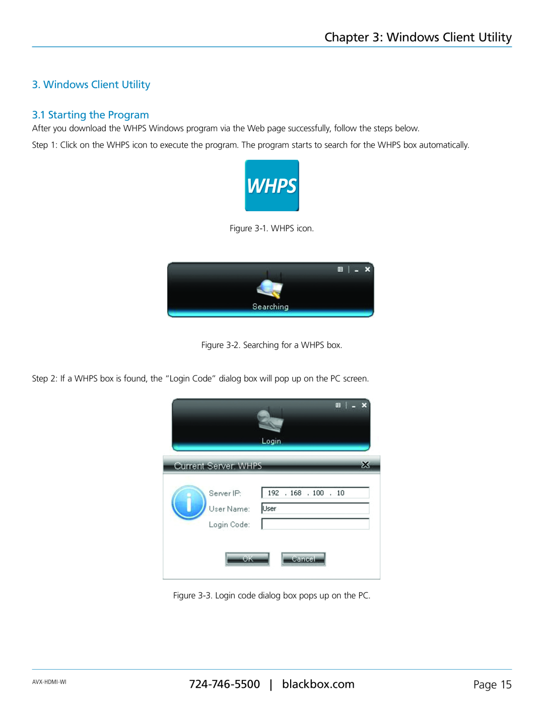 Black Box Wireless HDMI Presentation System (WHPS), AVX-HDMI-WI Windows Client Utility 3.1 Starting the Program, Page 