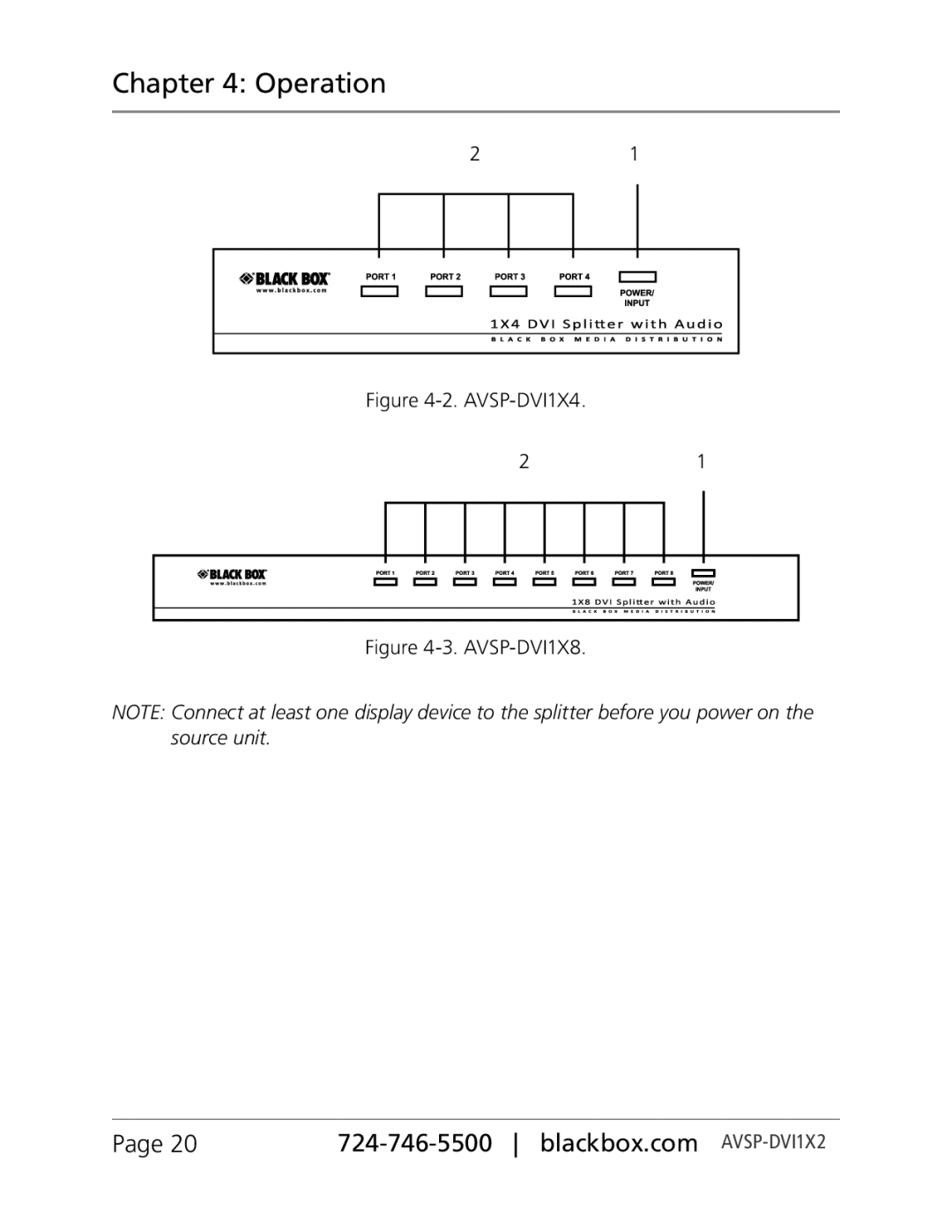 Black Box Black Box, AVSP-DVI1X2, AVSP-DVI1X8 manual AVSP-DVI1X4 