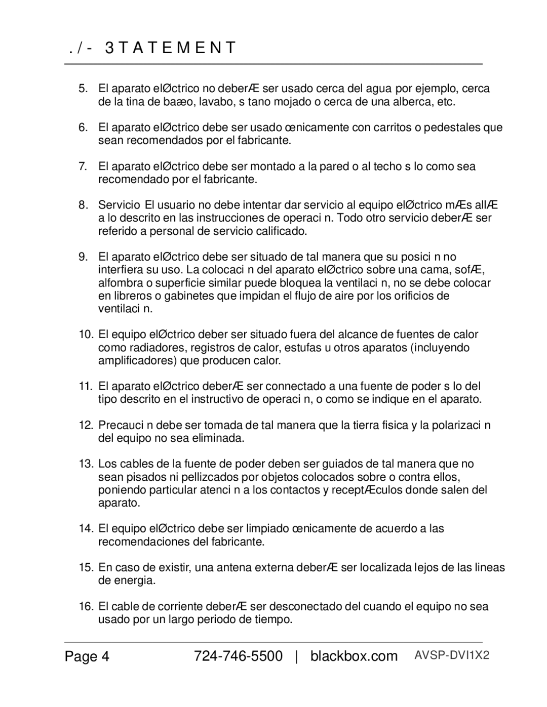 Black Box Black Box, AVSP-DVI1X2, AVSP-DVI1X4, AVSP-DVI1X8 manual NOM Statement 