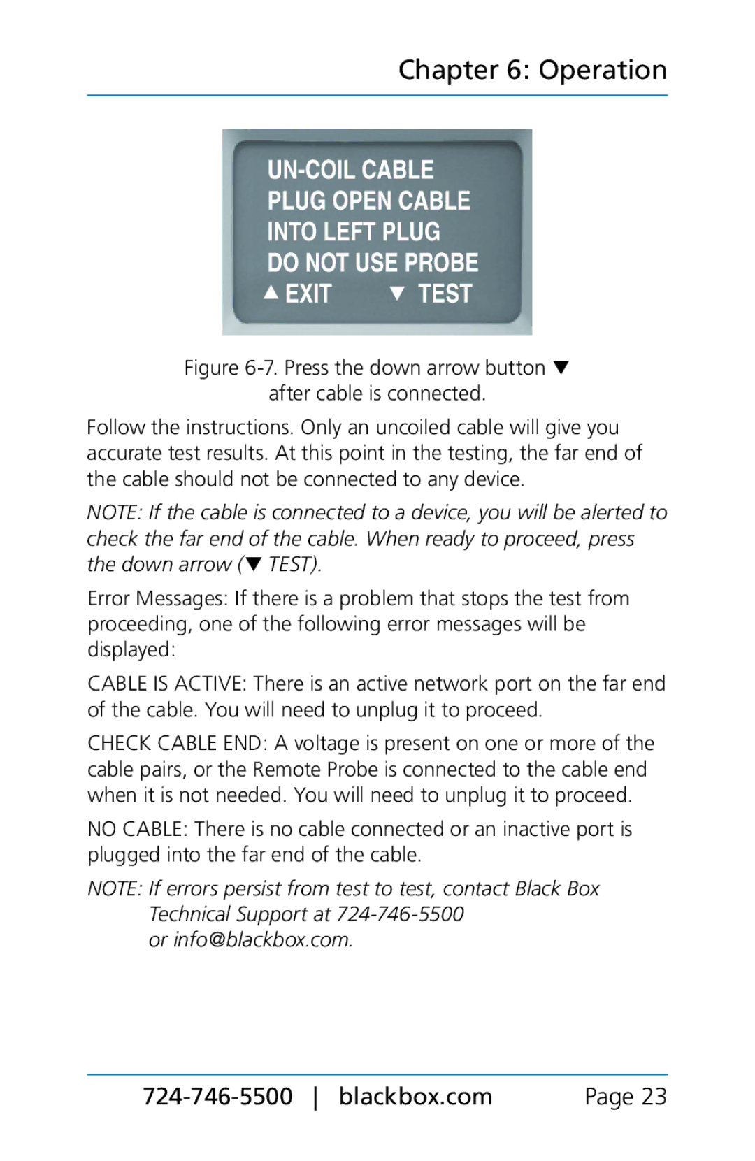 Black Box BLACK BOX CAT5/5e/6 LAN Performance Verifier, TS580A-R4 manual Or info@blackbox.com 