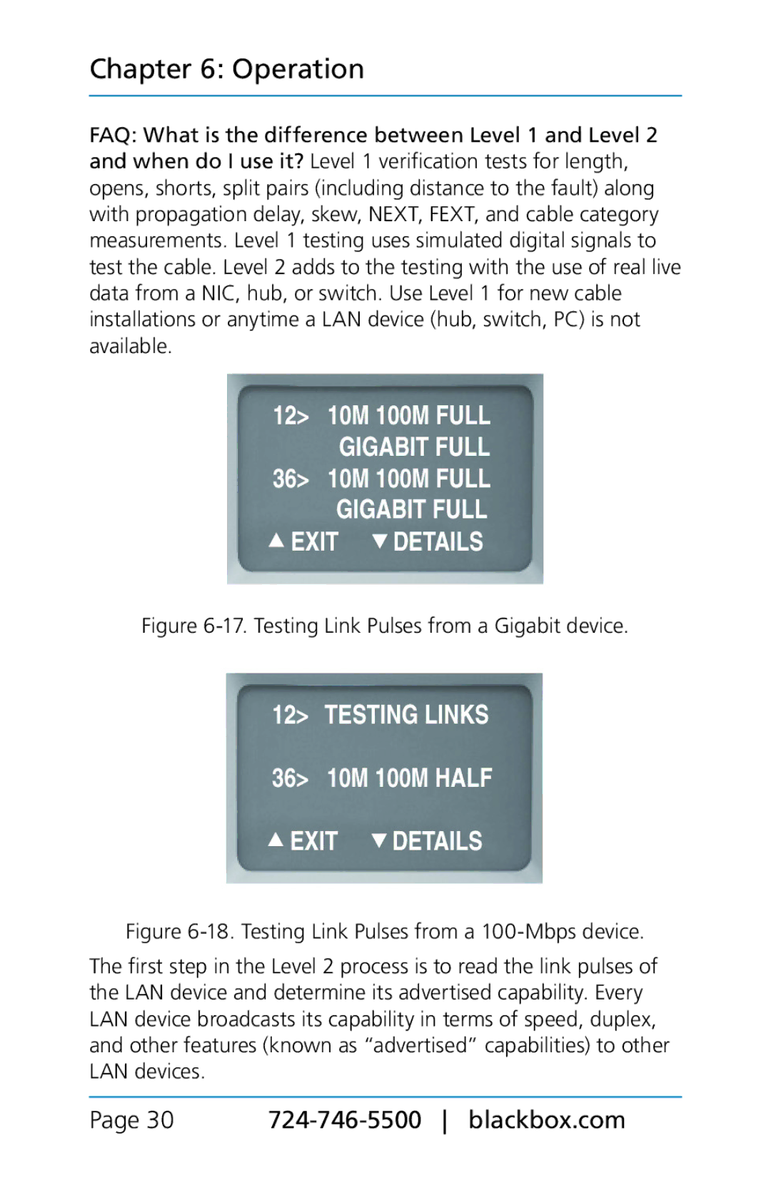 Black Box TS580A-R4, BLACK BOX CAT5/5e/6 LAN Performance Verifier manual 30 724-746-5500 blackbox.com 