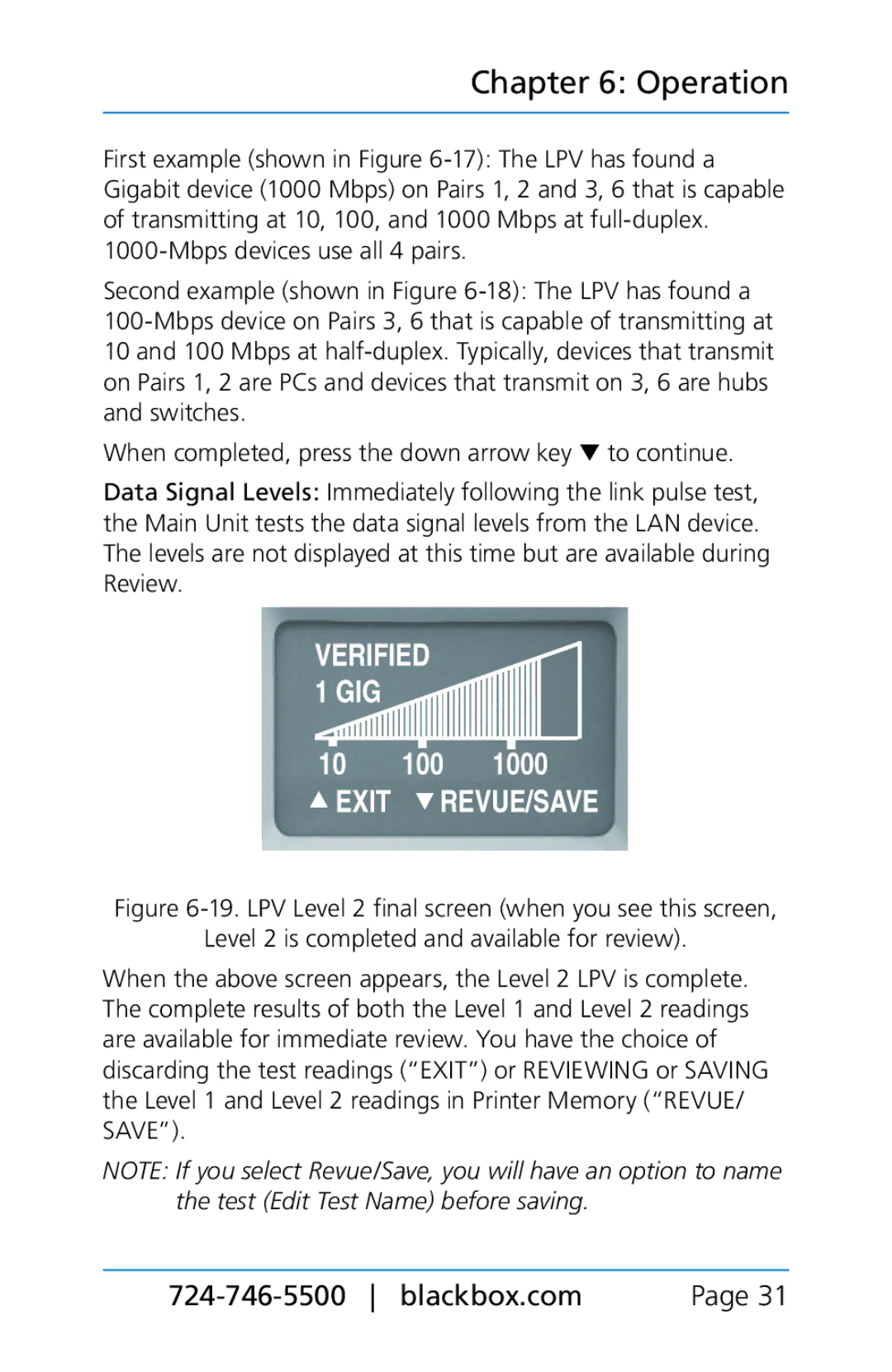 Black Box BLACK BOX CAT5/5e/6 LAN Performance Verifier, TS580A-R4 manual Operation 