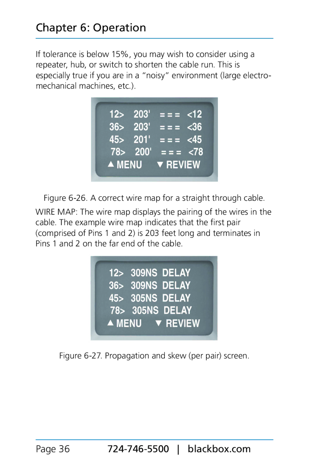 Black Box TS580A-R4, BLACK BOX CAT5/5e/6 LAN Performance Verifier manual 36 724-746-5500 blackbox.com 