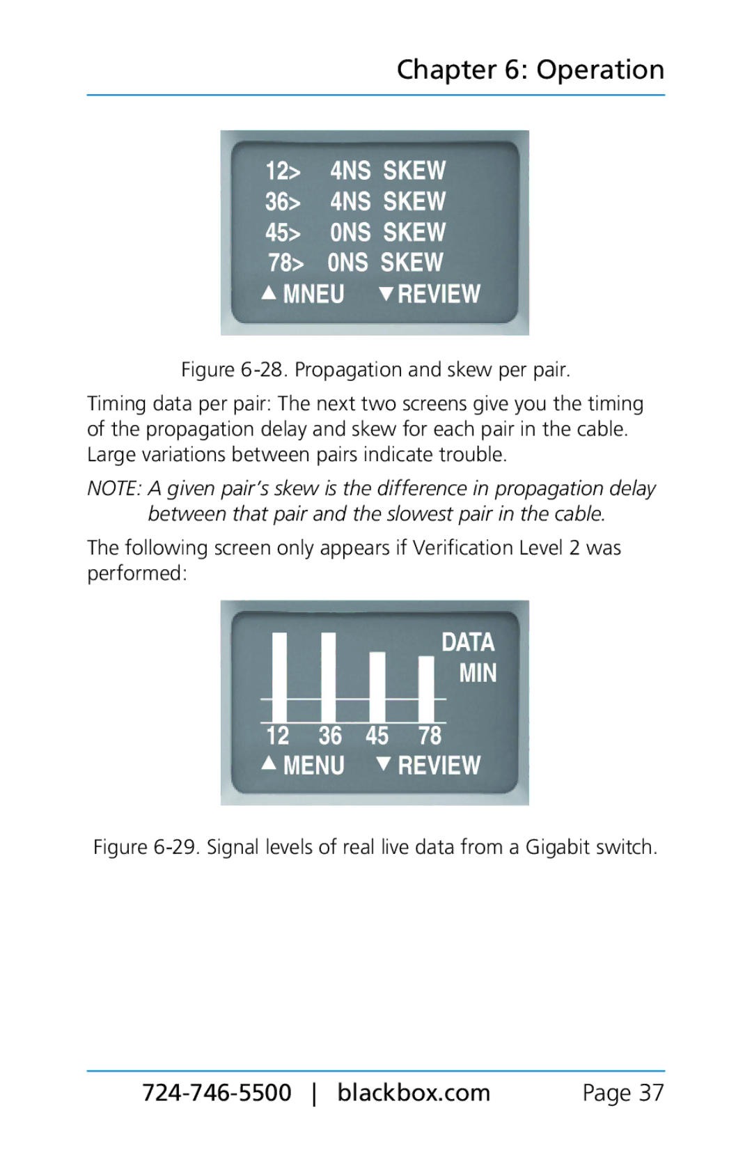 Black Box BLACK BOX CAT5/5e/6 LAN Performance Verifier, TS580A-R4 manual Propagation and skew per pair 