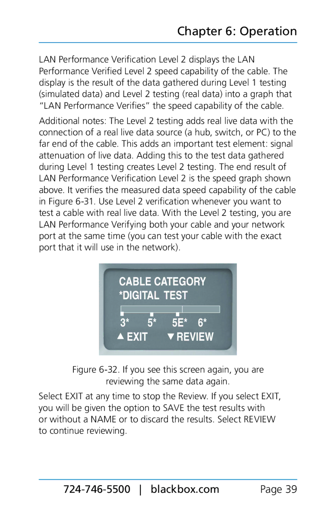 Black Box BLACK BOX CAT5/5e/6 LAN Performance Verifier, TS580A-R4 manual Operation 