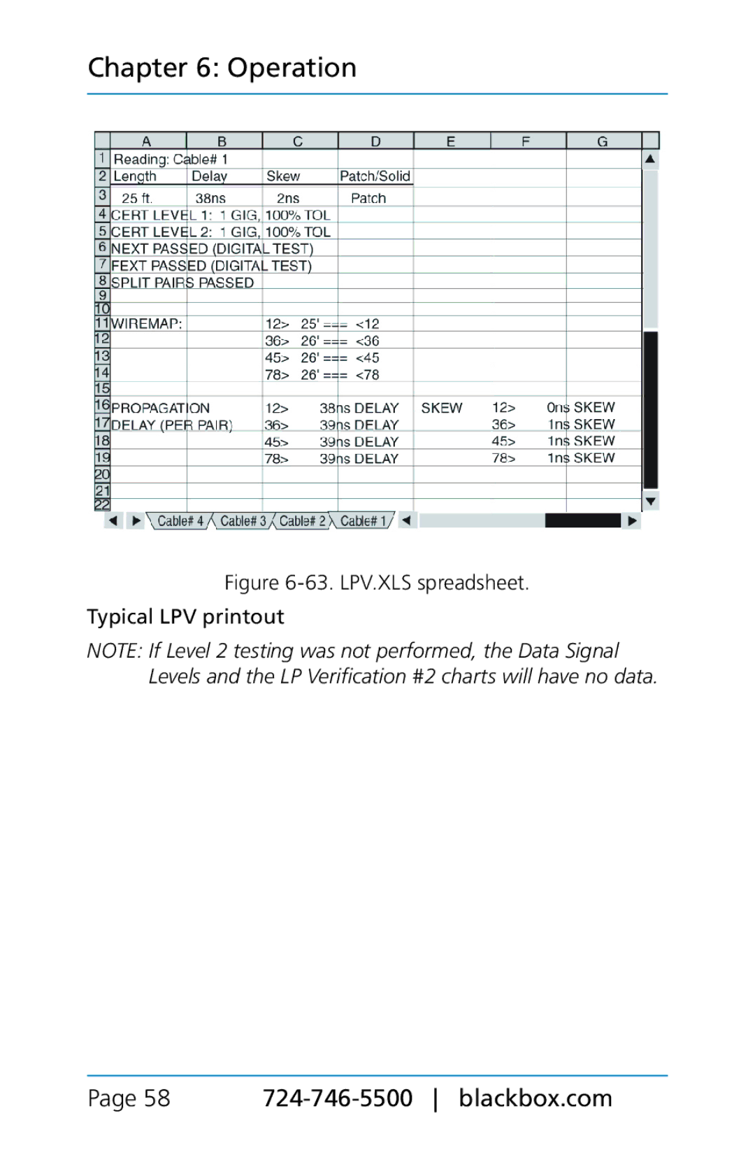 Black Box TS580A-R4, BLACK BOX CAT5/5e/6 LAN Performance Verifier manual 58 724-746-5500 blackbox.com 