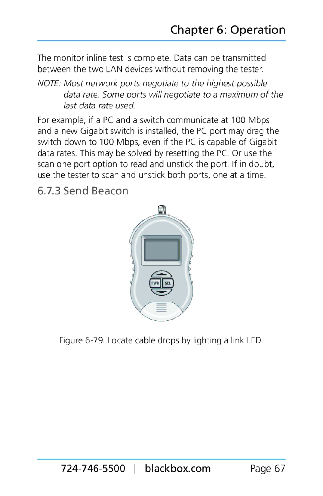 Black Box BLACK BOX CAT5/5e/6 LAN Performance Verifier, TS580A-R4 Send Beacon, Locate cable drops by lighting a link LED 