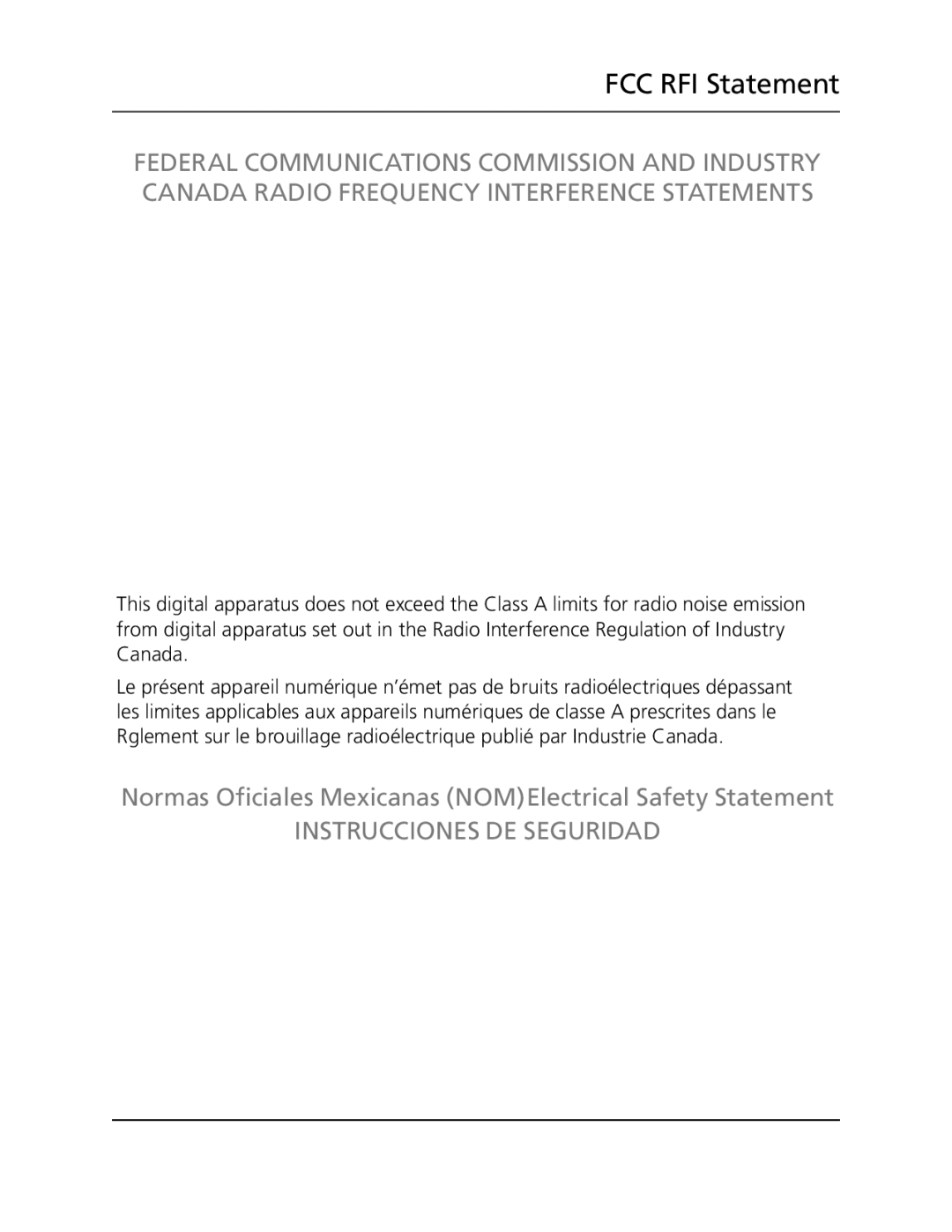 Black Box VX-HDMI-IP-UTX, VX-HDMI-IP-VTX manual FCC RFI Statement, Normas Oficiales Mexicanas NOMElectrical Safety Statement 