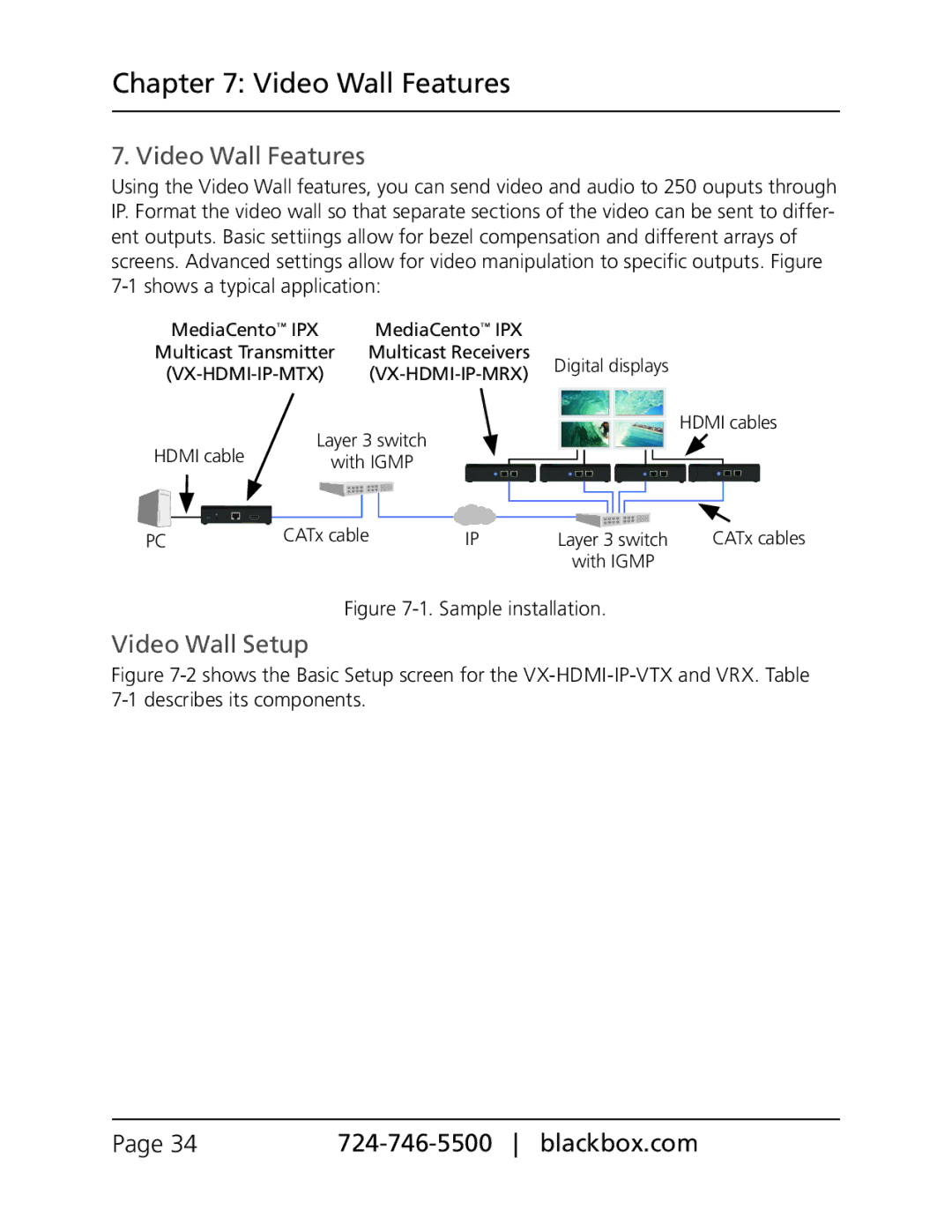 Black Box Black Box MediaCentro IPX, VX-HDMI-IP-VTX, VX-HDMI-IP-MRX, VX-HDMI-IP-VRX Video Wall Features, Video Wall Setup 