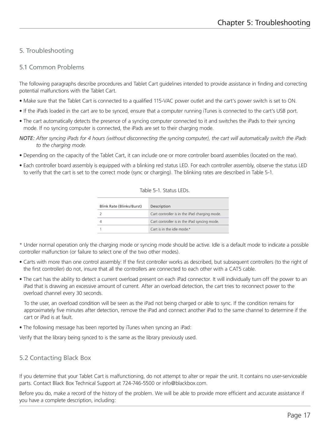 Black Box TAB16CS-LSL, TAB32CS-LSL, TAB16C-LS, TAB32C-LS Troubleshooting 5.1 Common Problems, Contacting Black Box 