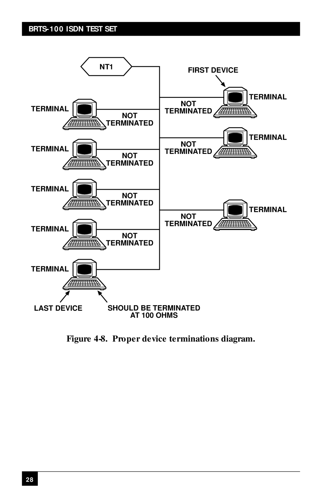 Black Box BRTS-100 manual Proper device terminations diagram 