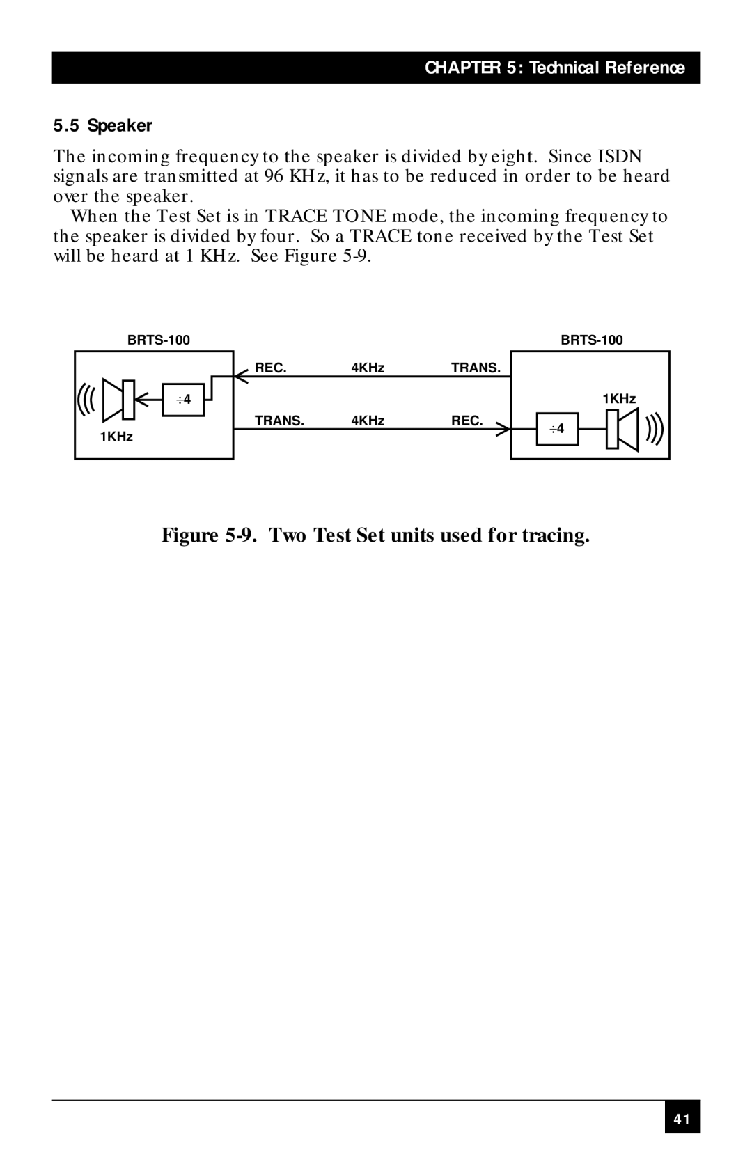 Black Box BRTS-100 manual Speaker, Two Test Set units used for tracing 