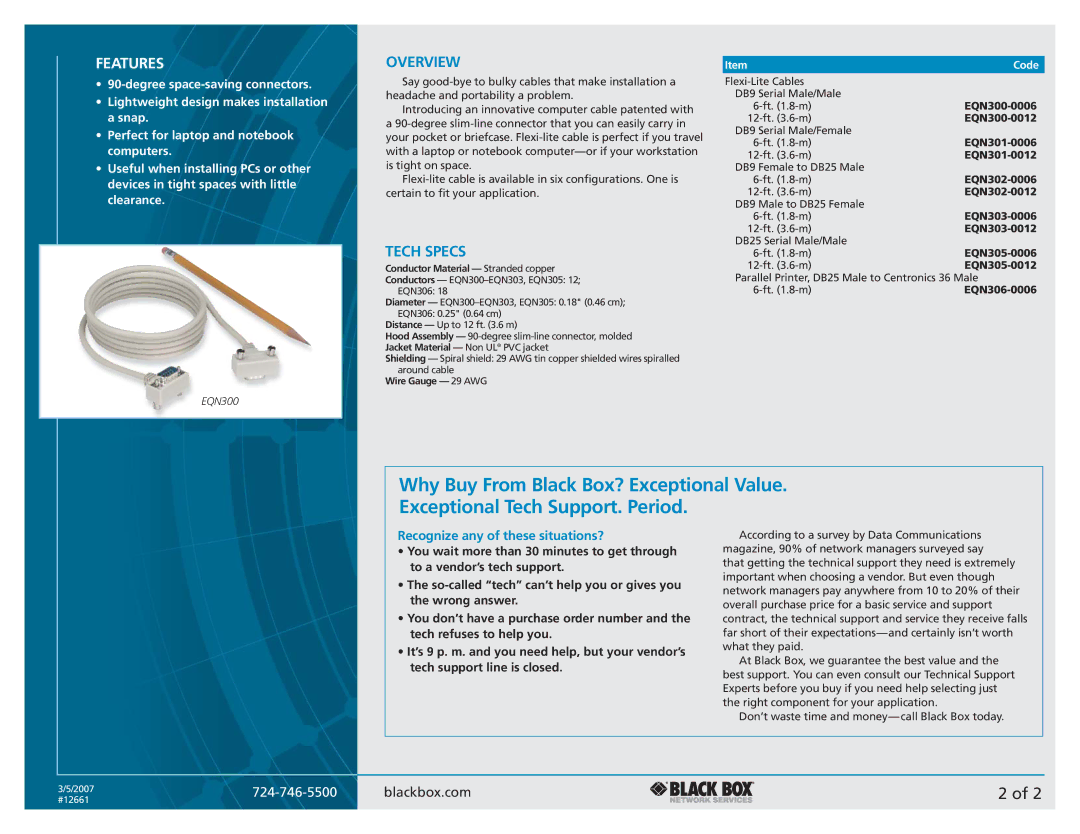 Black Box Cable Box manual Features, Overview, Tech Specs, Recognize any of these situations?, Code 