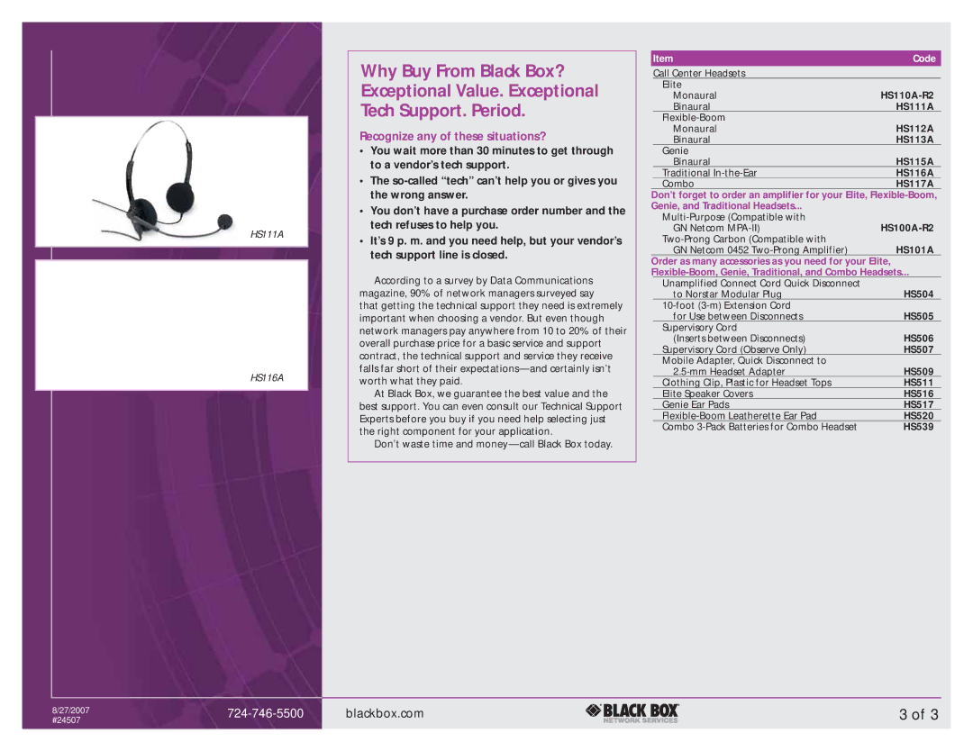 Black Box Call Center Headsets manual Recognize any of these situations? 