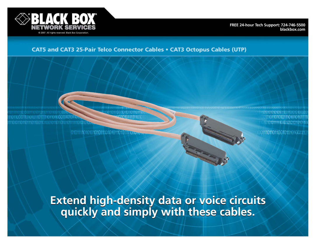 Black Box CAT3 manual Free 24-hour Tech Support 724-746-5500 blackbox.com 