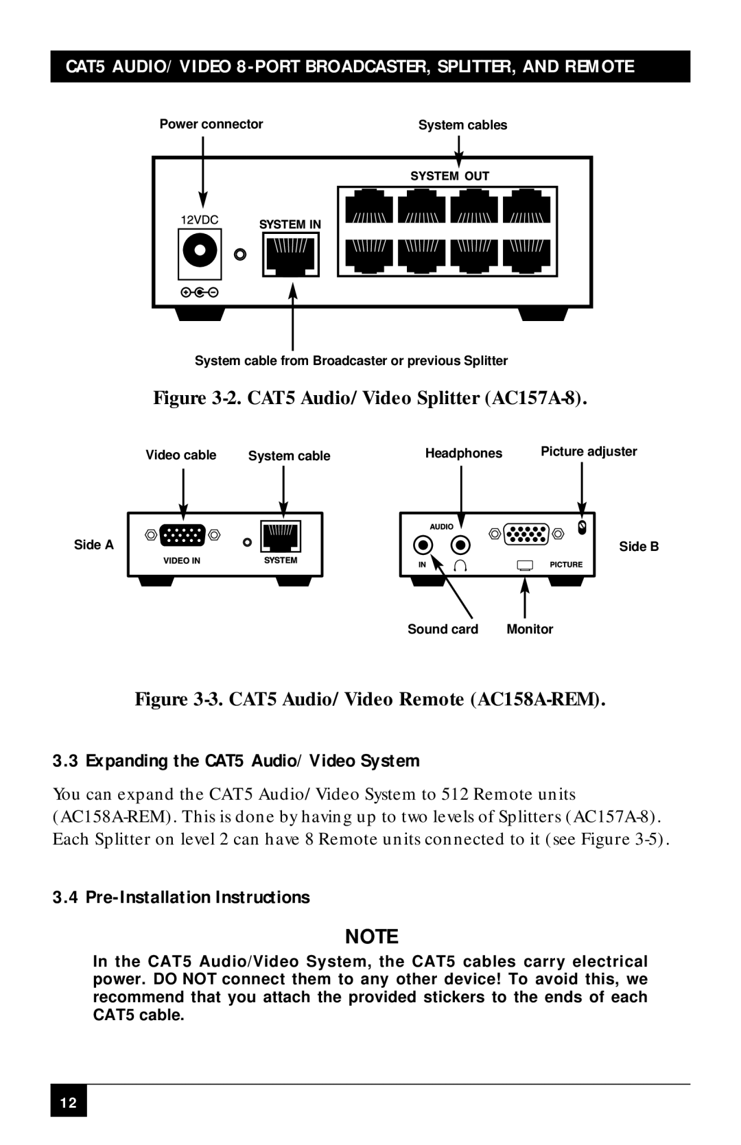 Black Box CAT5 Audio/Video 8-Port Broadcaster manual Expanding the CAT5 Audio/Video System, Pre-Installation Instructions 