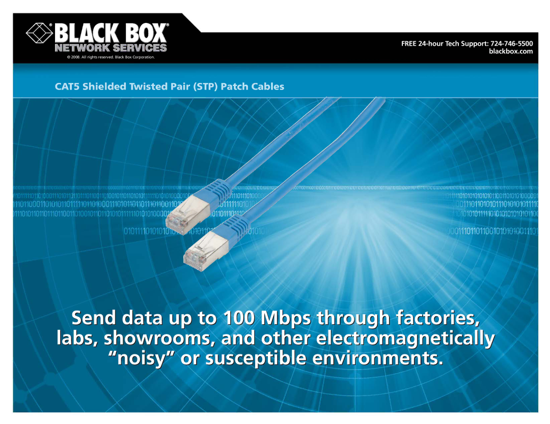 Black Box CAT5 Shielded Twisted Pair (STP) Patch Cable manual CAT5 Shielded Twisted Pair STP Patch Cables 