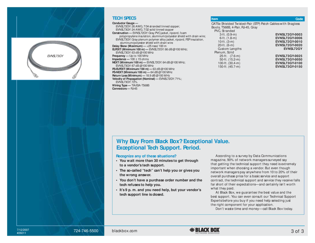 Black Box CAT5E manual Tech Specs, Recognize any of these situations? 