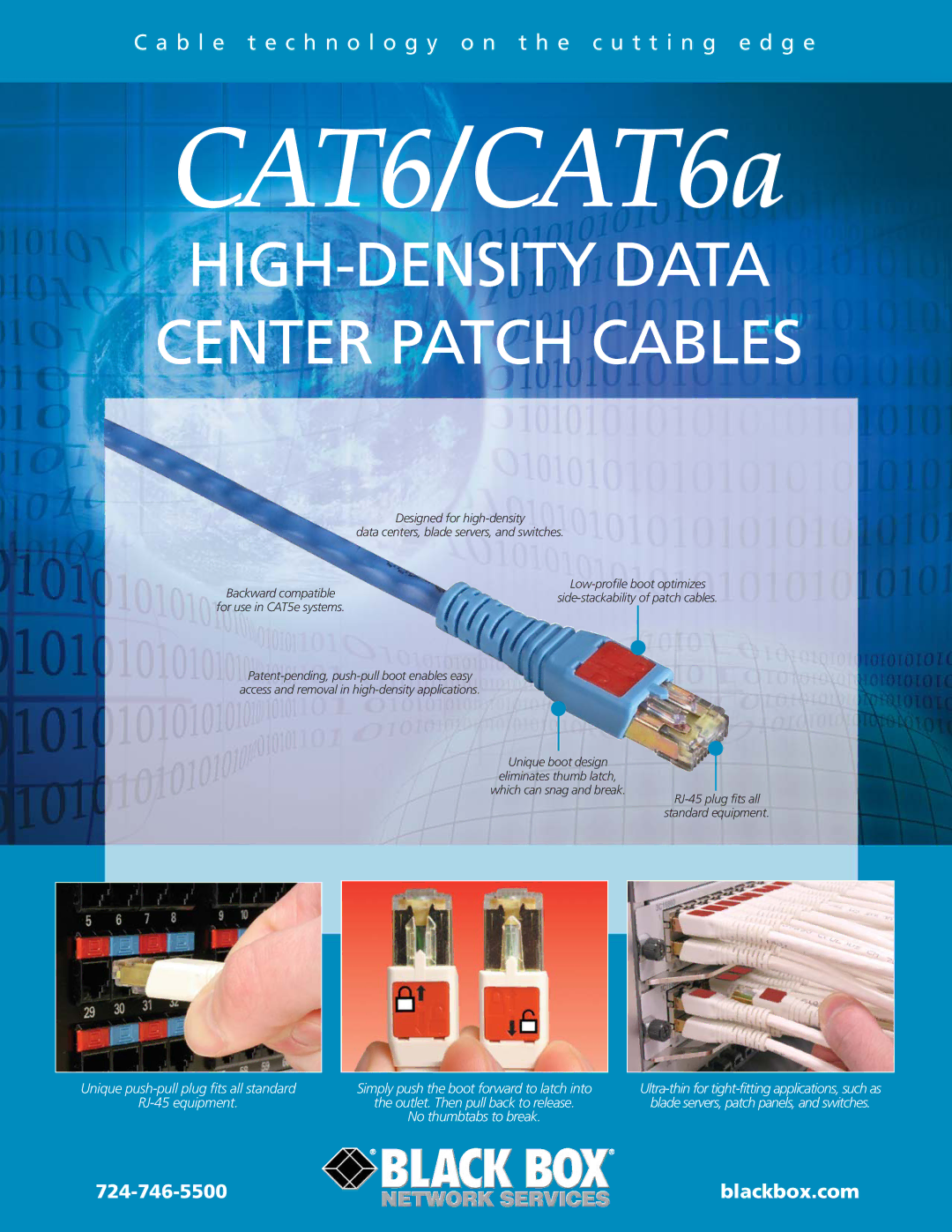 Black Box manual CAT6/CAT6a, HIGH-DENSITY Data Center Patch Cables 