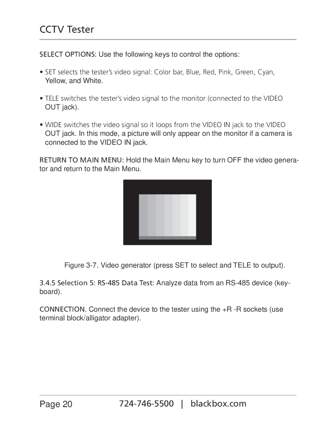 Black Box CCTVTEST, CCTV Tester manual Cctv Tester 