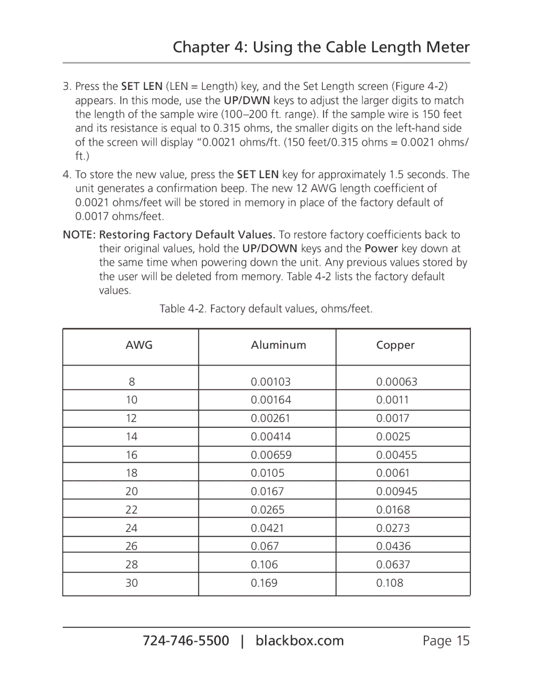 Black Box CLM5000 manual Using the Cable Length Meter 