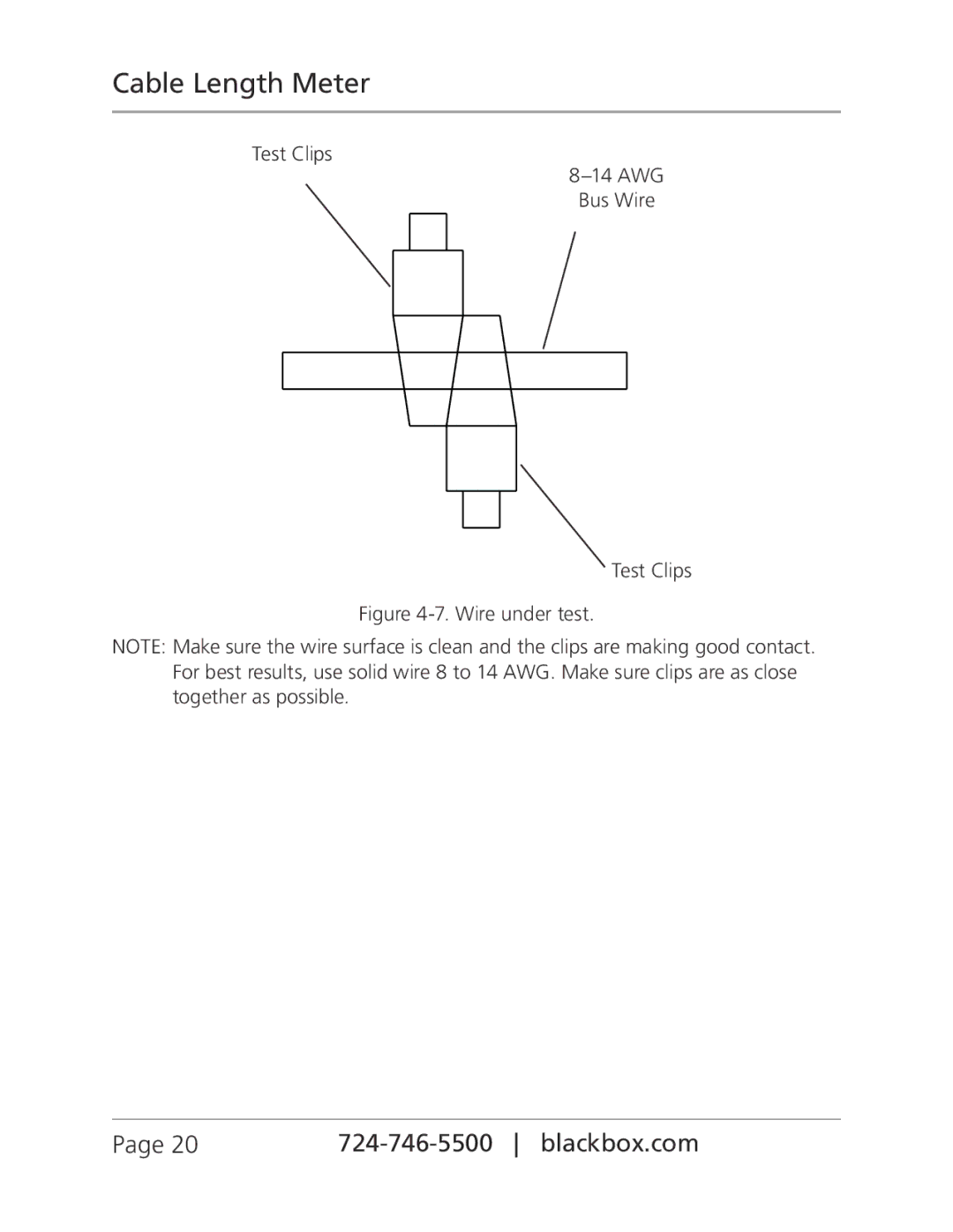 Black Box CLM5000, Cable Length Meter manual Wire under test 