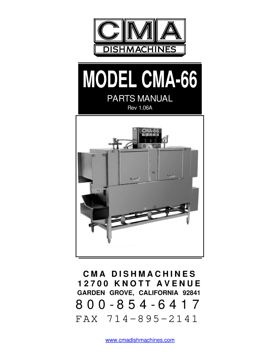 Black Box CMA DISHMACHINE manual Model CMA-66 