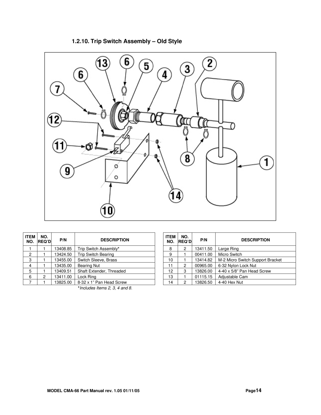 Black Box CMA DISHMACHINE manual Trip Switch Assembly Old Style 