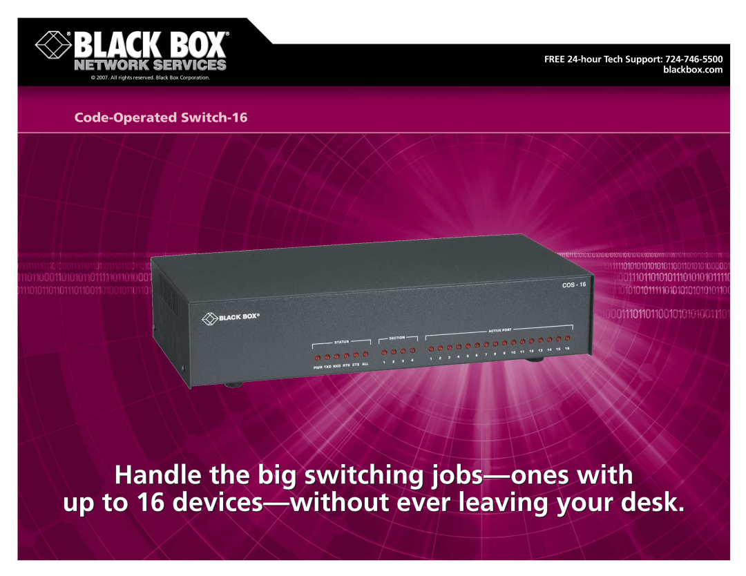 Black Box Code-Operated Switch-16 manual Handle the big switching jobs-oneswith 