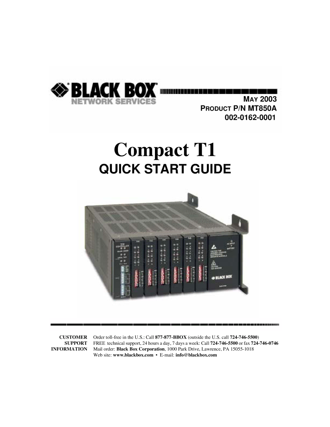 Black Box COMPACT T1 quick start Compact T1 